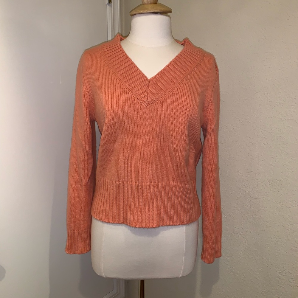Anne Klein Coral V-Neck Sweater